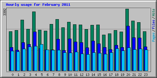 Hourly usage for February 2011