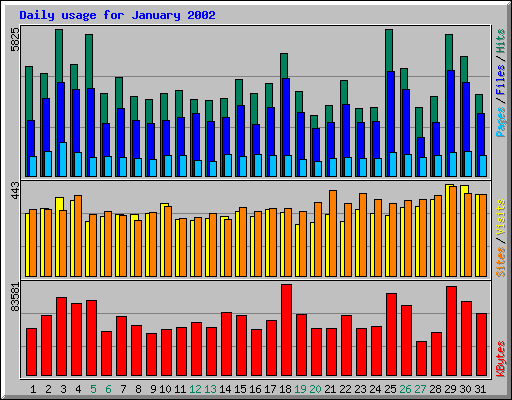 Daily usage for January 2002