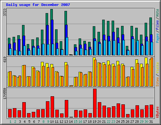 Daily usage for December 2007