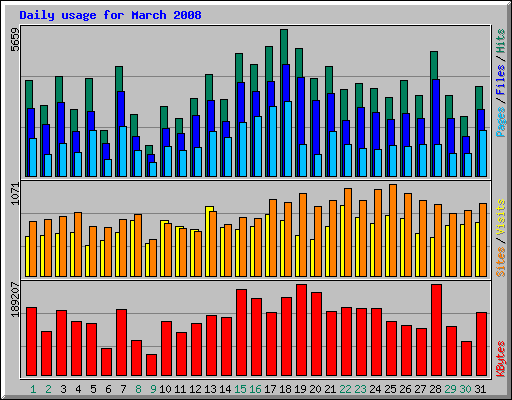 Daily usage for March 2008