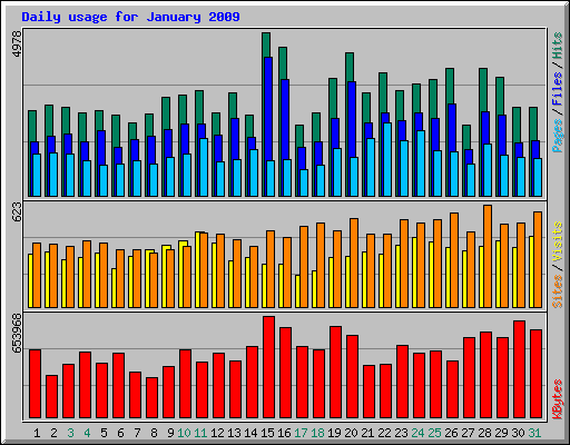 Daily usage for January 2009