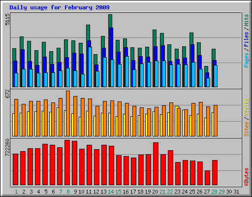 Daily usage for February 2009