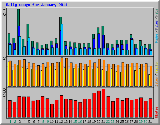 Daily usage for January 2011