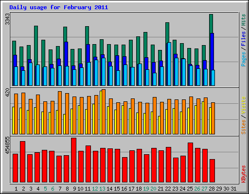 Daily usage for February 2011