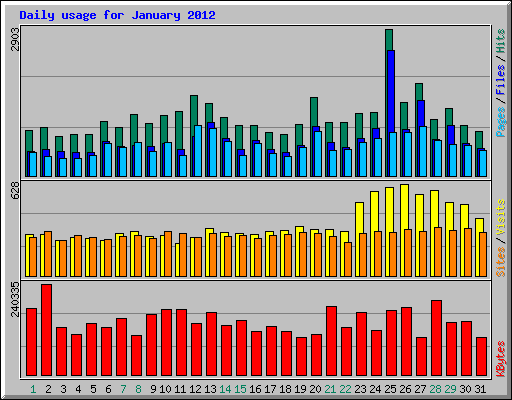 Daily usage for January 2012