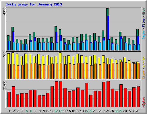 Daily usage for January 2013