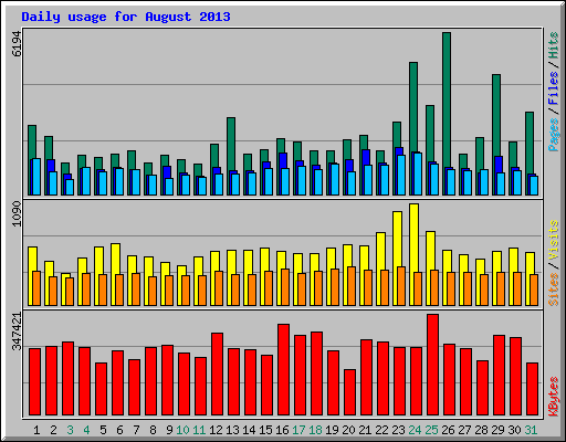 Daily usage for August 2013