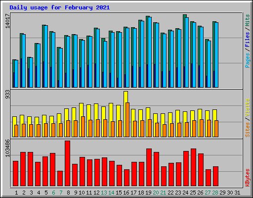 Daily usage for February 2021