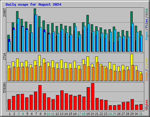 Daily usage for August 2024