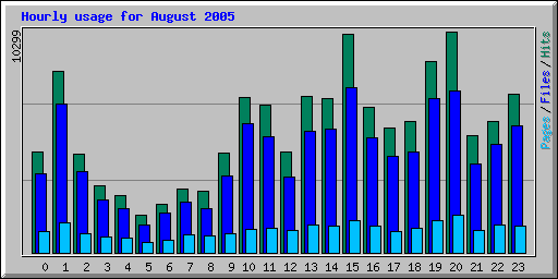 Hourly usage for August 2005