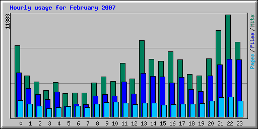 Hourly usage for February 2007