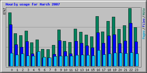 Hourly usage for March 2007