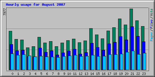 Hourly usage for August 2007