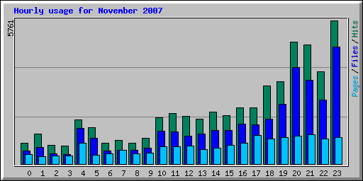 Hourly usage for November 2007