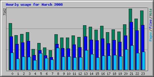 Hourly usage for March 2008