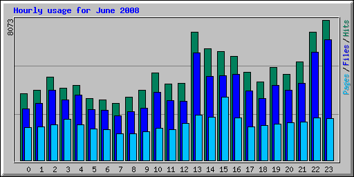 Hourly usage for June 2008