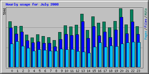 Hourly usage for July 2008