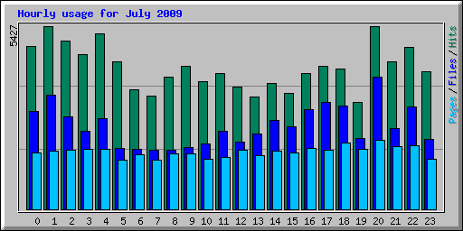 Hourly usage for July 2009