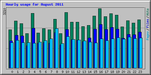 Hourly usage for August 2011