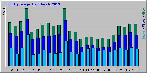 Hourly usage for March 2013