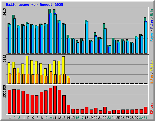 Daily usage for August 2025